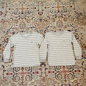 2x Wonder Kids Boys Grey Long Sleeve Henley Shirts Tee Shirts , sz 5T